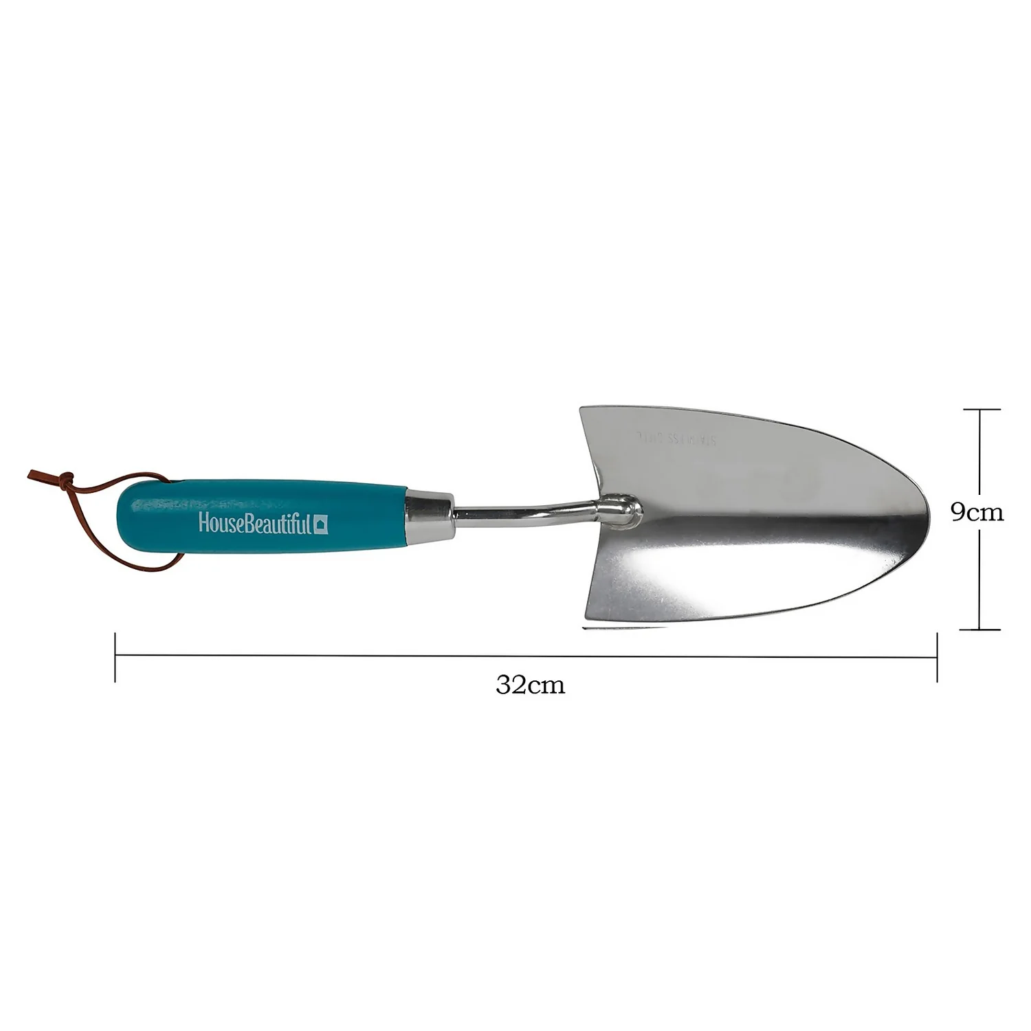 House Beautiful Stainless Steel Hand Trowel With A Teal Painted Hardwood Handle - Image 3