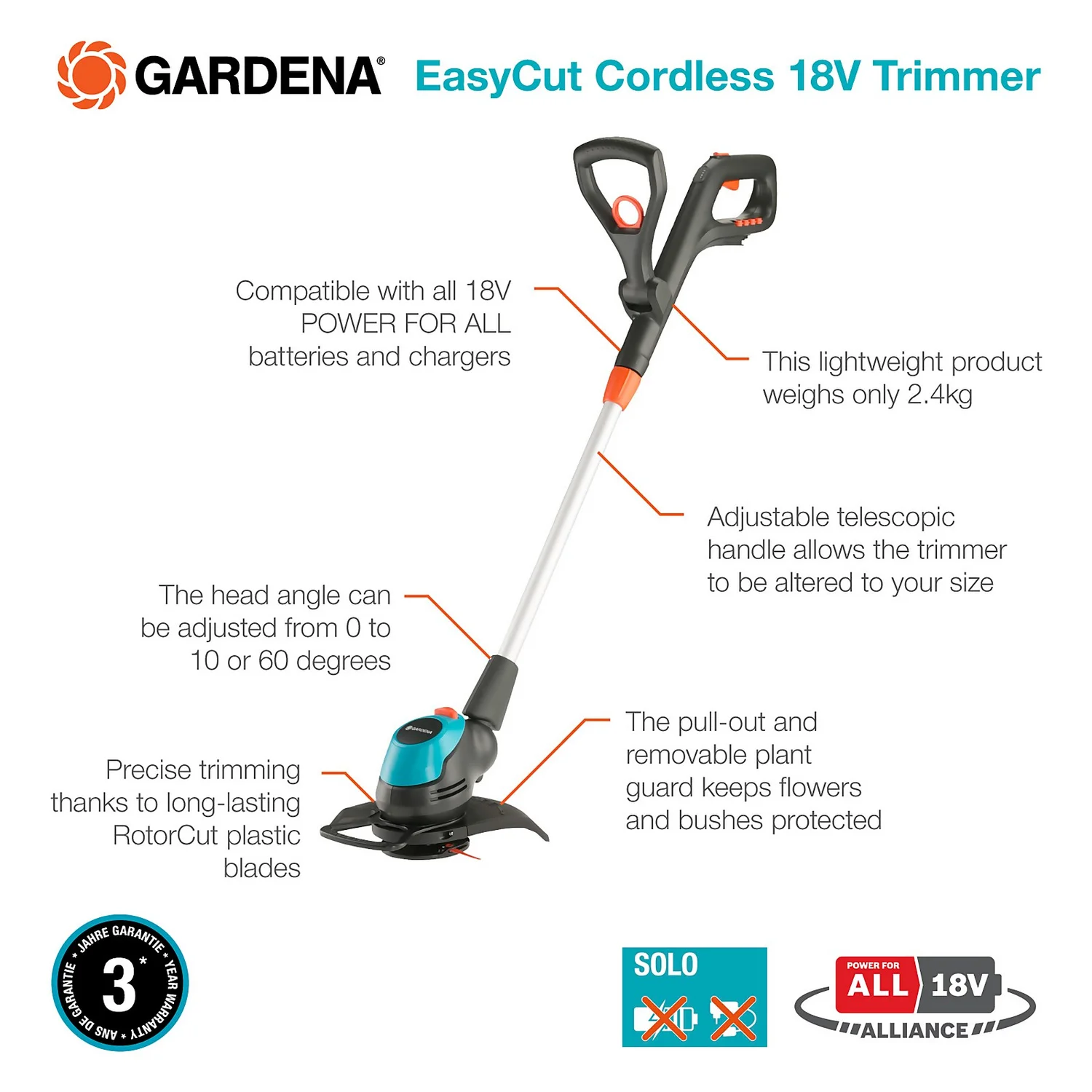 GARDENA EasyCut Cordless 18V Grass Trimmer - Image 3